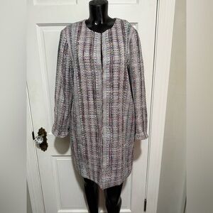 Etcetera Tweed-ish Colorful Embroidered Long Sleeve Jacket Coat Womens Size 12